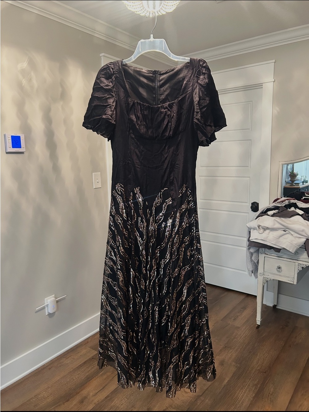 SHEIN Black Maxi Dress with Gold Sequin Accents